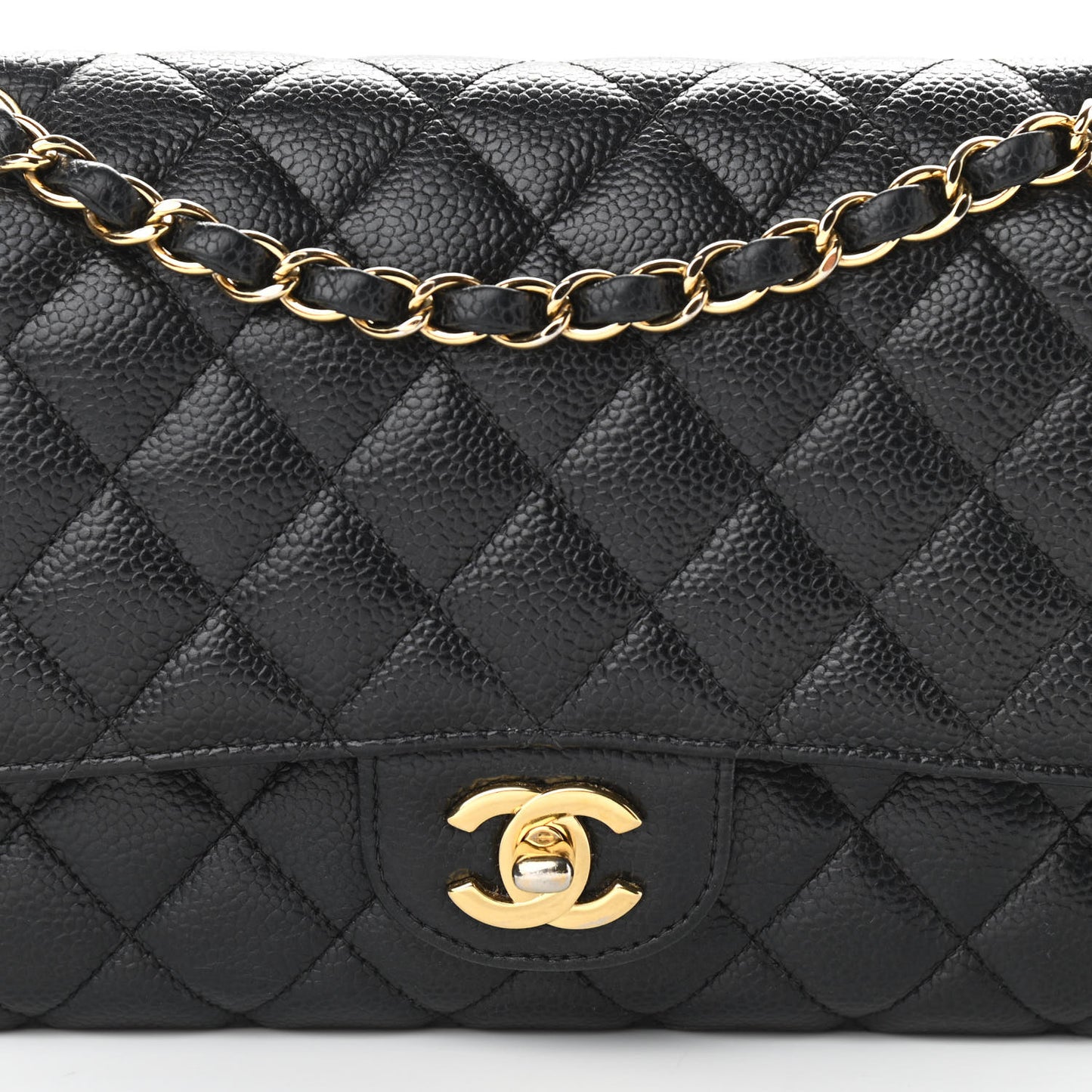 Caviar Quilted Medium Double Flap Black