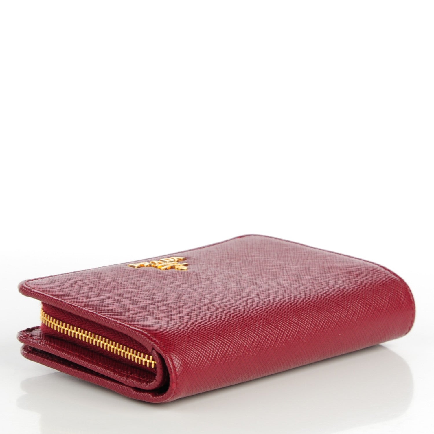 Prada Saffiano Metal Compact Wallet Cherry 4 of 7