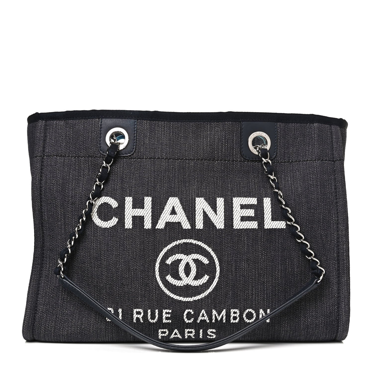 Chanel Denim Small Deauville Tote Dark Blue 1 of 14