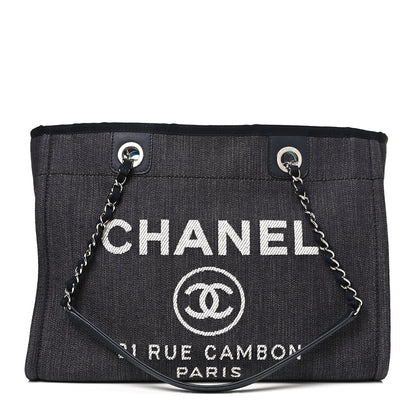 Chanel Denim Small Deauville Tote Dark Blue 1 of 14