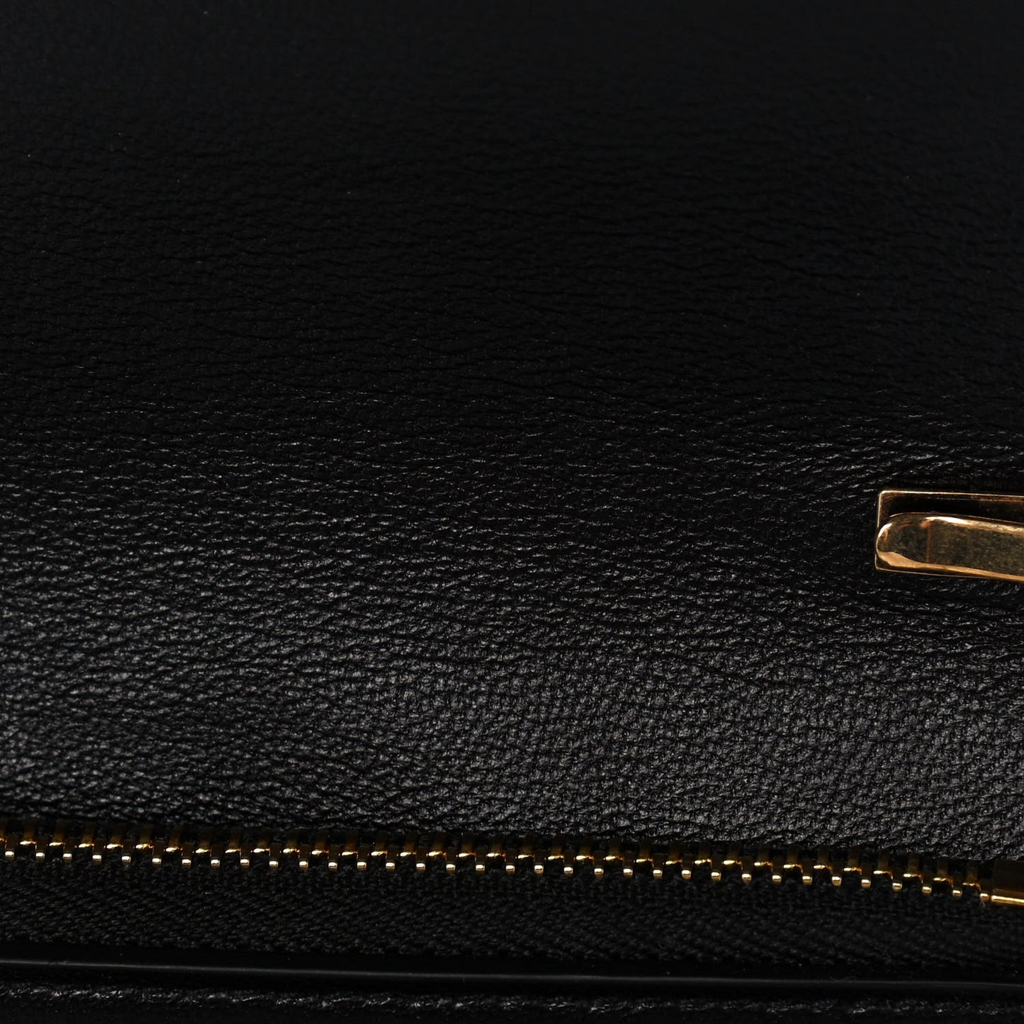 Grained Calfskin Ville Wallet on Chain Black