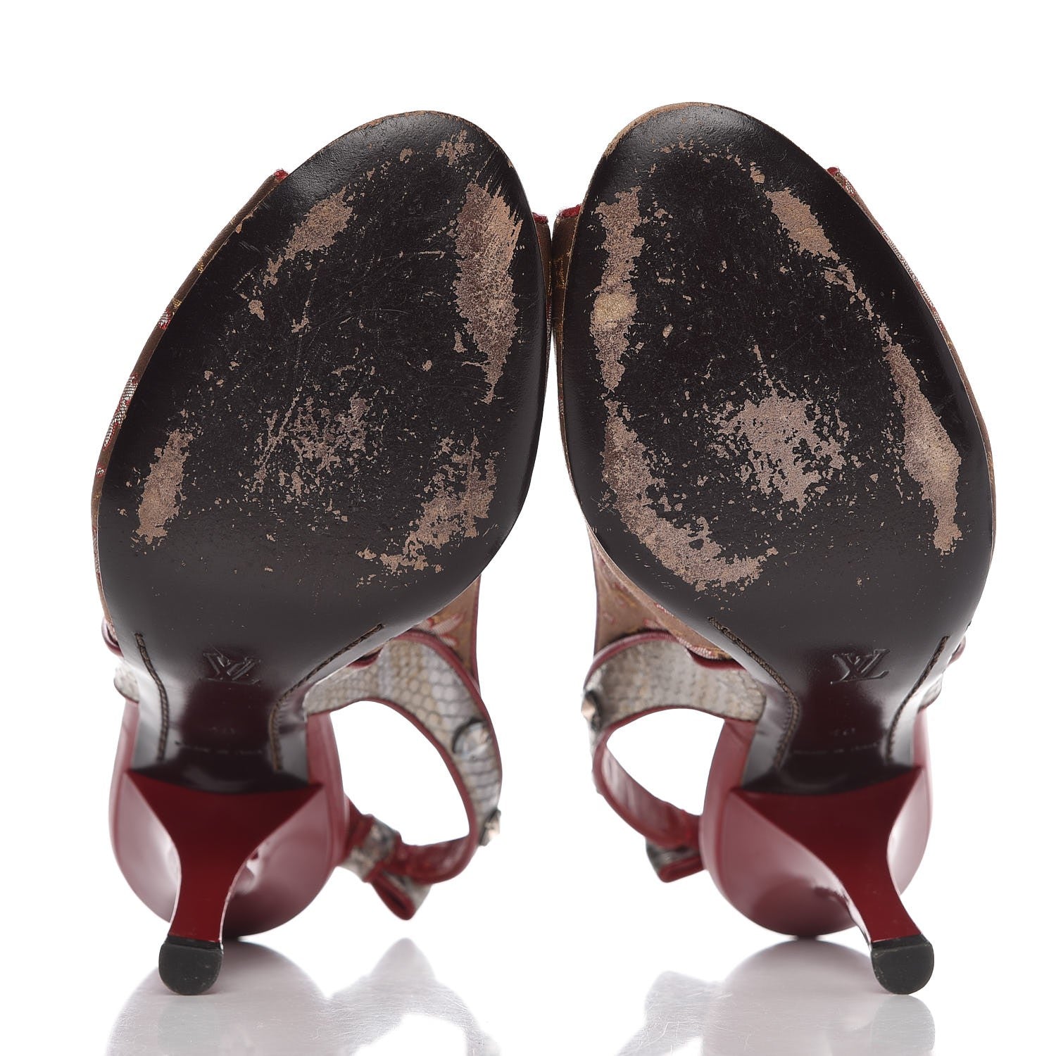 Louis Vuitton Satin Monogram Cherry Blossom Slingback Pumps 40 Red 7 of 14