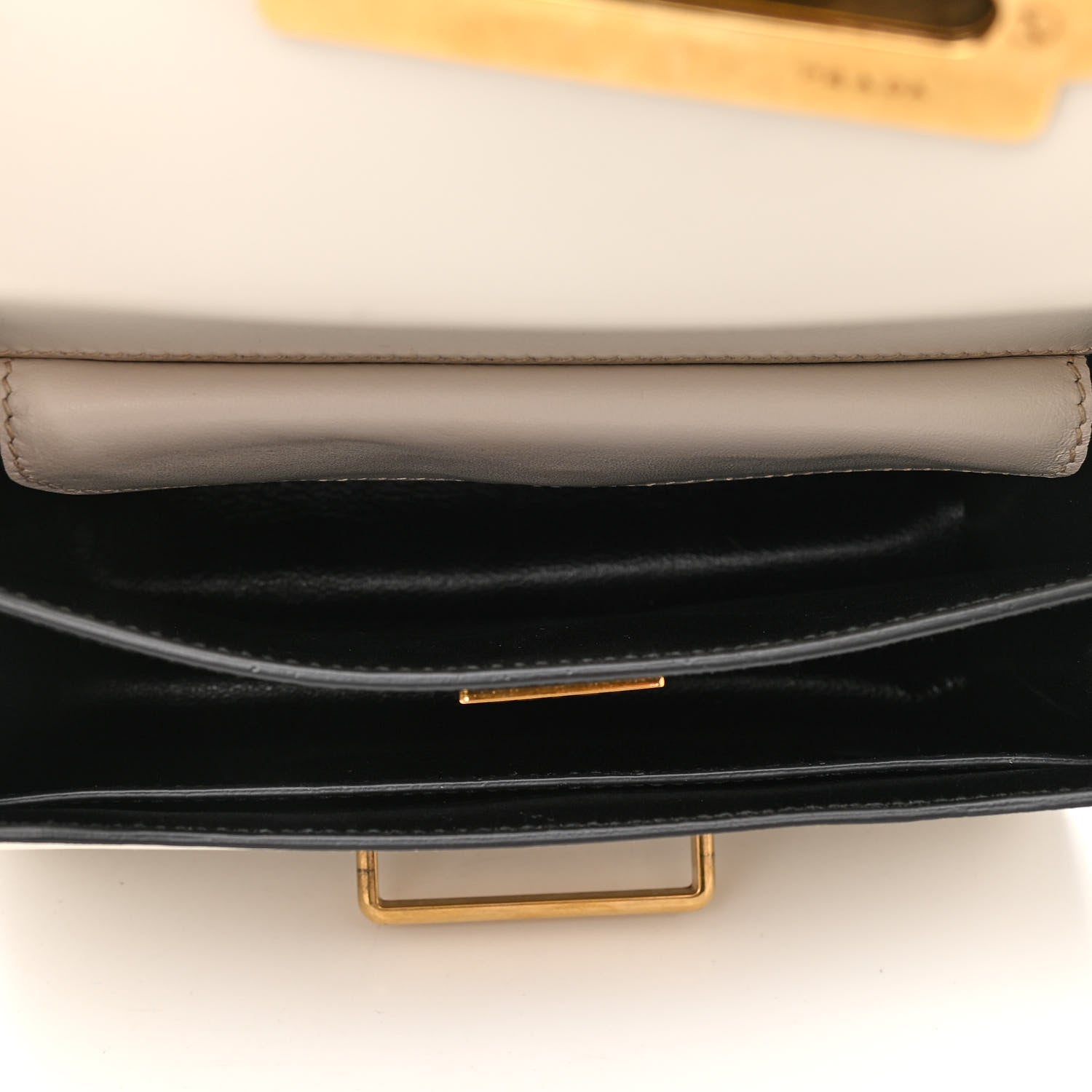 Prada City Calfskin Saffiano Cahier Bag White Black 5 of 9