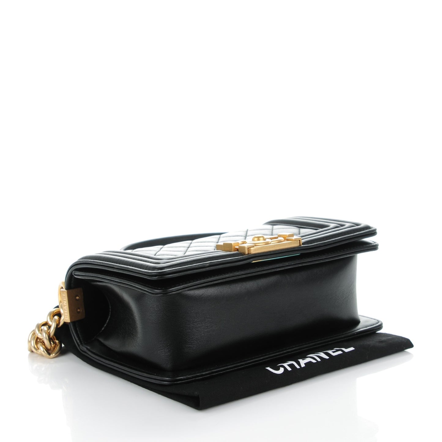 Lambskin Quilted Small Boy Flap Black