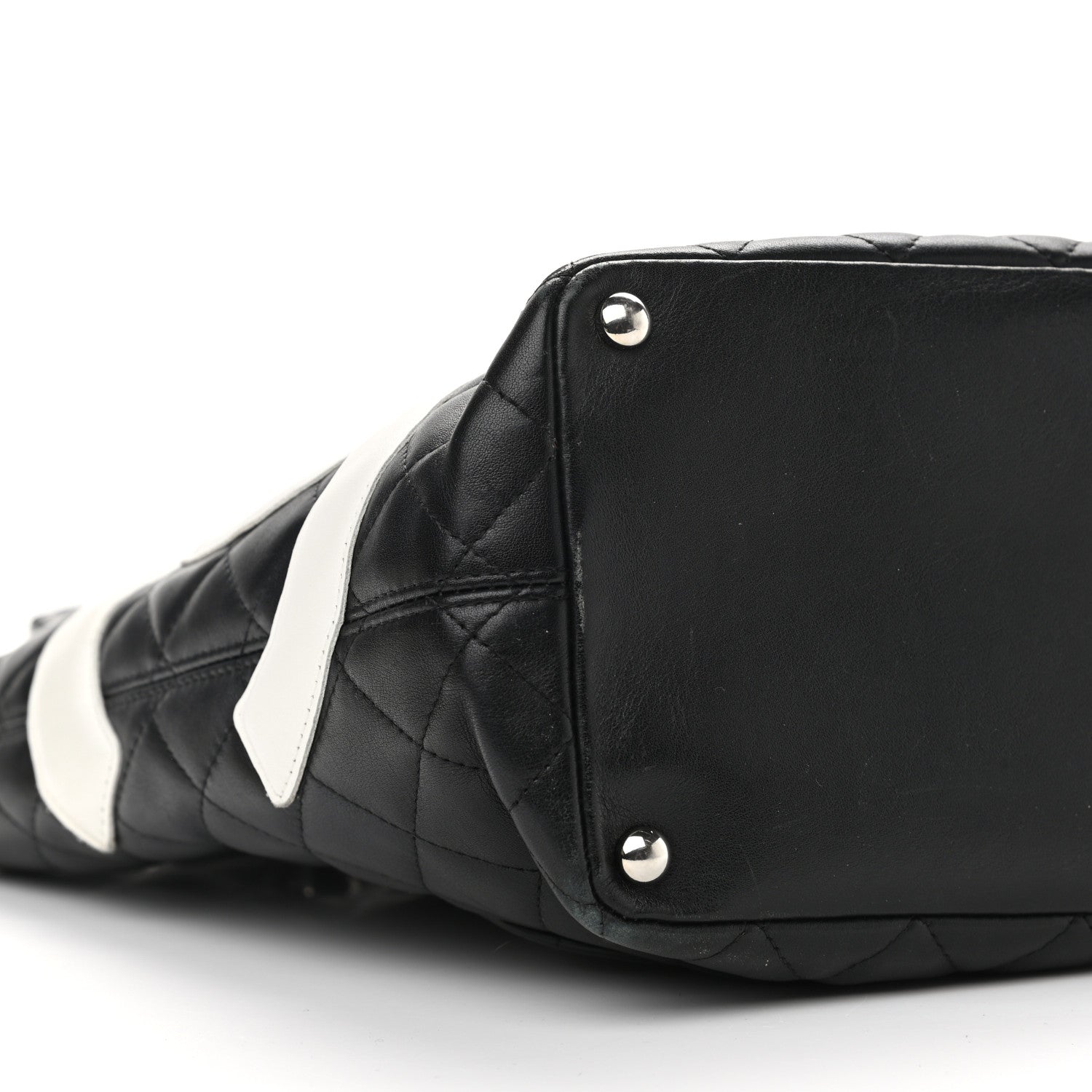 Chanel Calfskin Quilted Medium Cambon Tote Black White 9 of 10