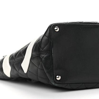 Chanel Calfskin Quilted Medium Cambon Tote Black White 9 of 10