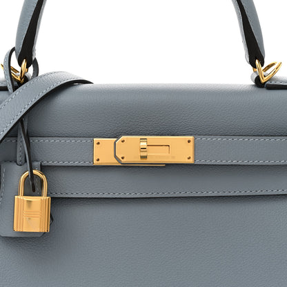 Hermes Evercolor Kelly Retourne 28 Bleu Lin 7 of 13