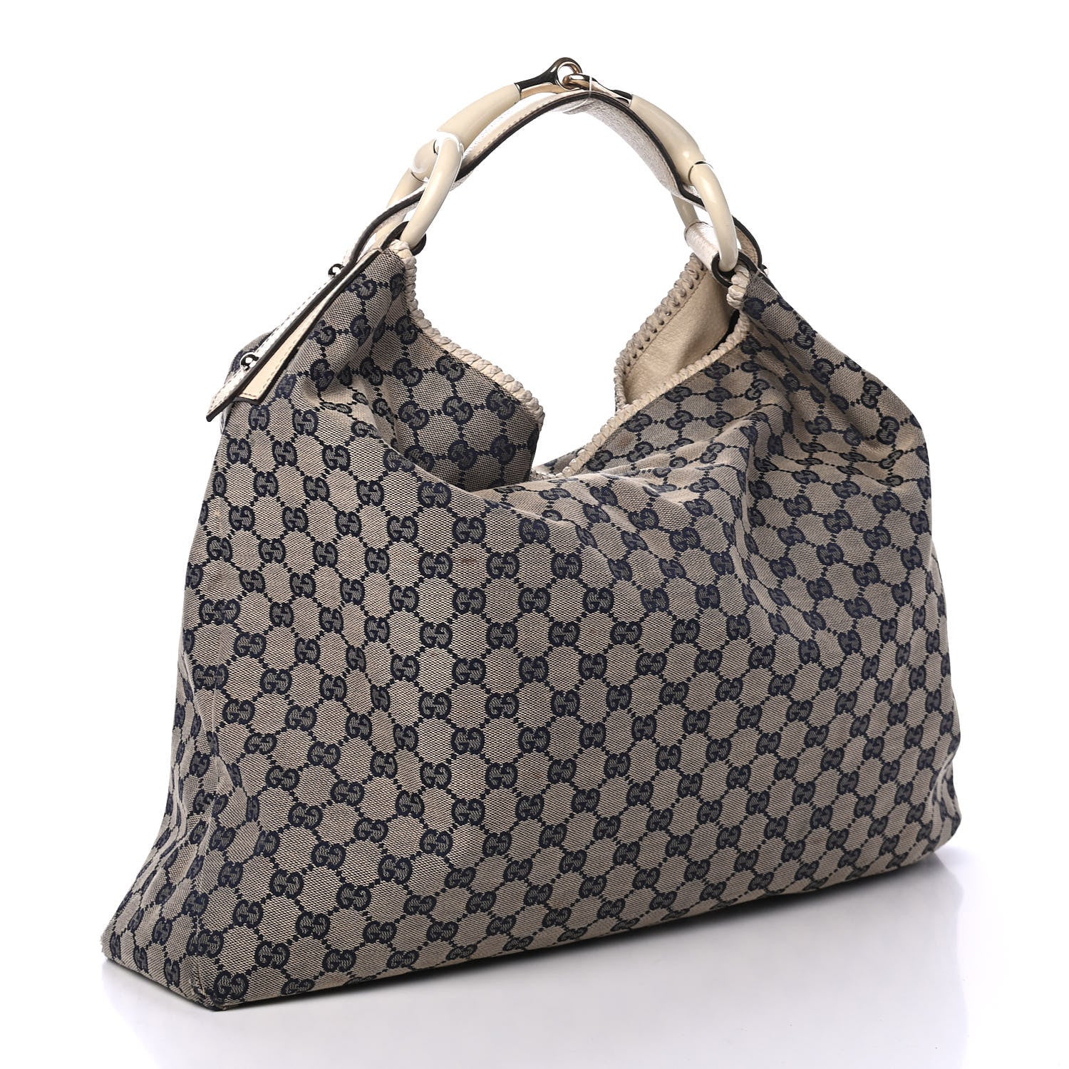Gucci Monogram Large Horsebit Chain Hobo Navy 2 of 6