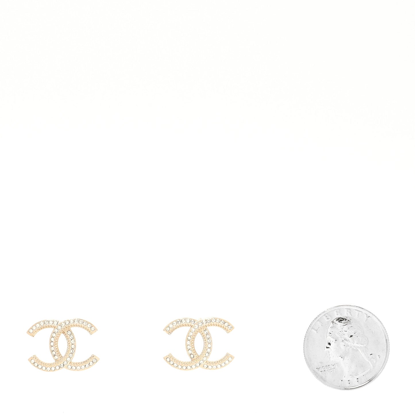 Crystal Large CC Earrings Gold