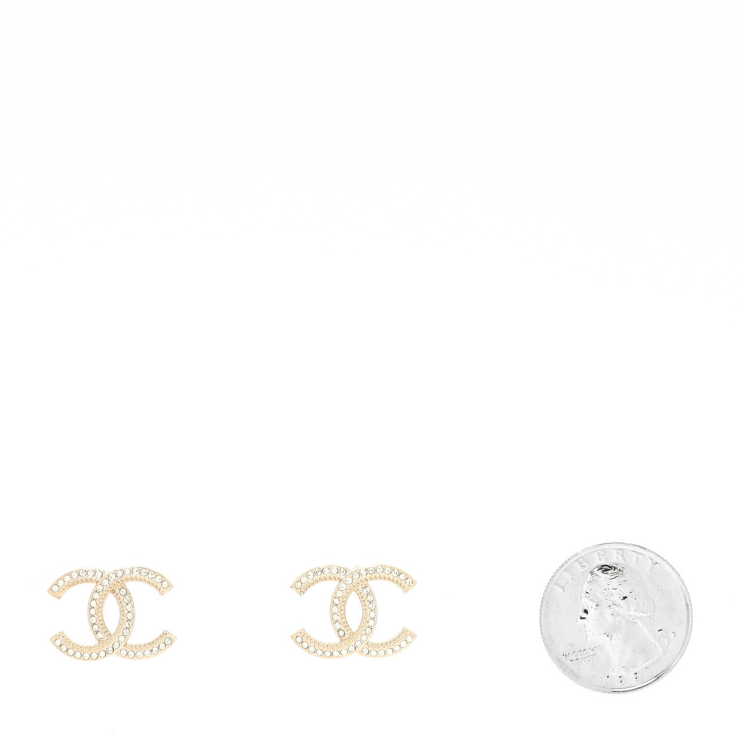Chanel Crystal Large CC Earrings Gold 2 of 4