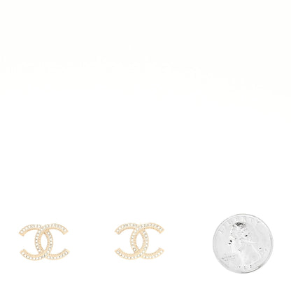 Chanel Crystal Large CC Earrings Gold 2 of 4