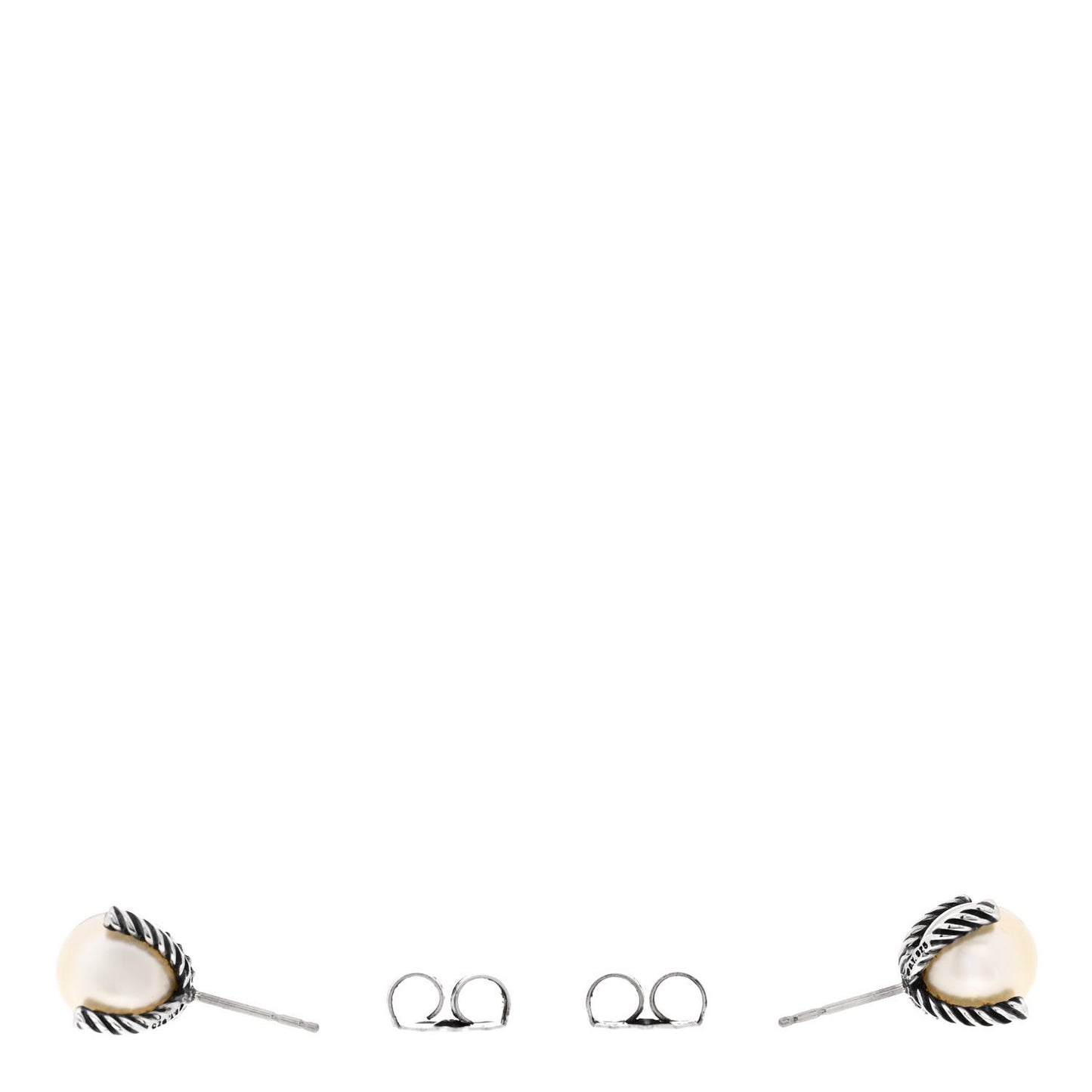 Sterling Silver Diamond Freshwater Cultured Pearl 10mm Cable Stud Earrings