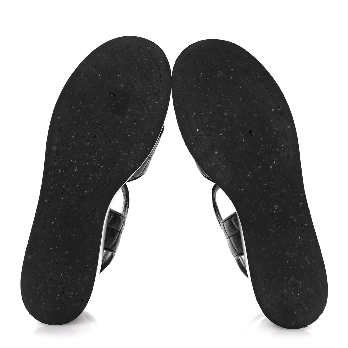 Lambskin Quilted Platform Sandals 39.5 Black