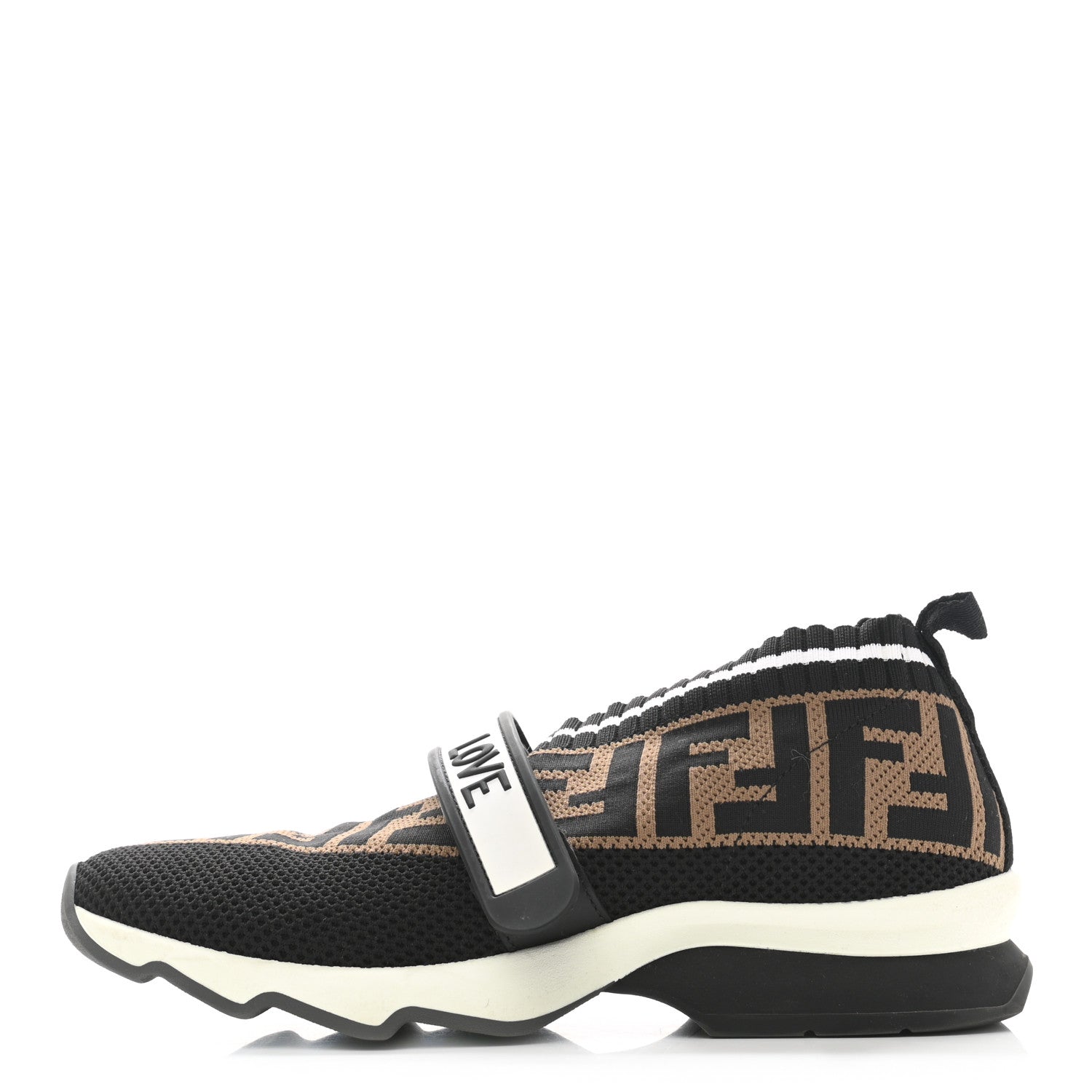 Fendi Stretch Yarn FF Stiff Band Rockoko Sneakers 36 Black White Tobacco 1 of 12