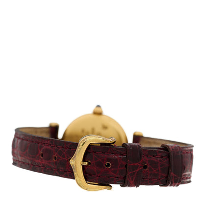 Cartier Sterling Silver Vermeil Alligator 24mm Must de Colisee Quartz Watch Burgundy 3 of 4