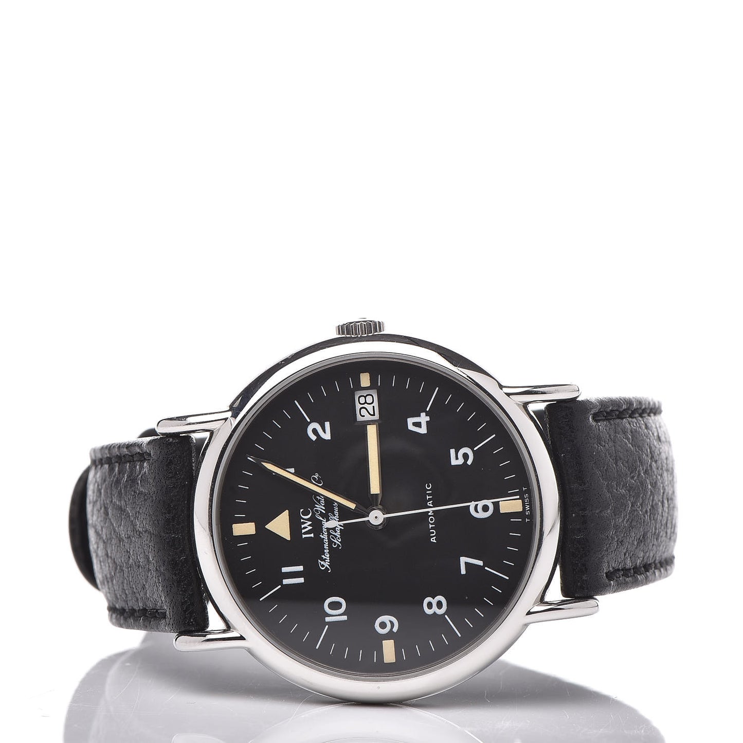 Stainless Steel Calfskin 34mm Portofino Automatic Watch Black IW351326