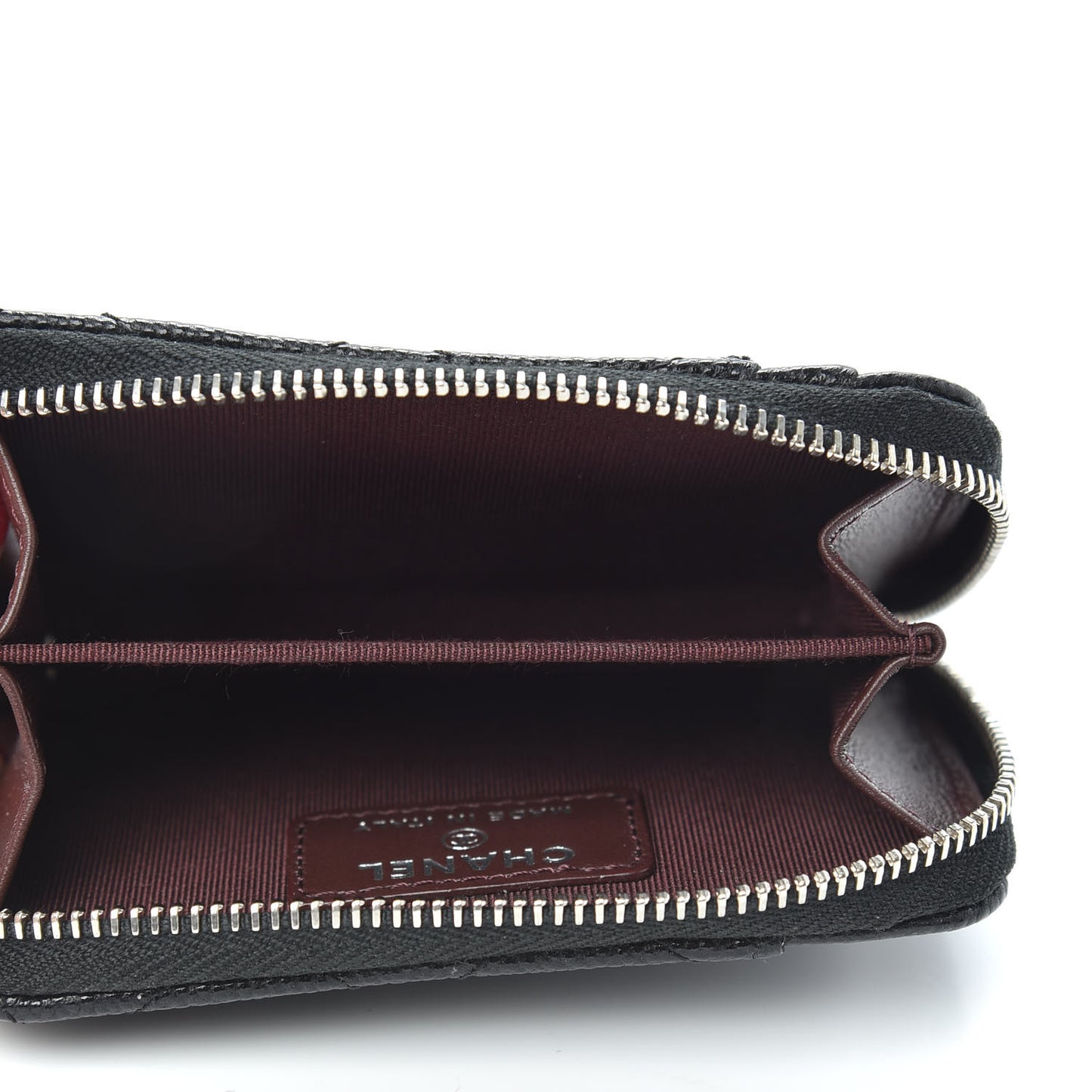Caviar Quilted Zip Card Holder Black