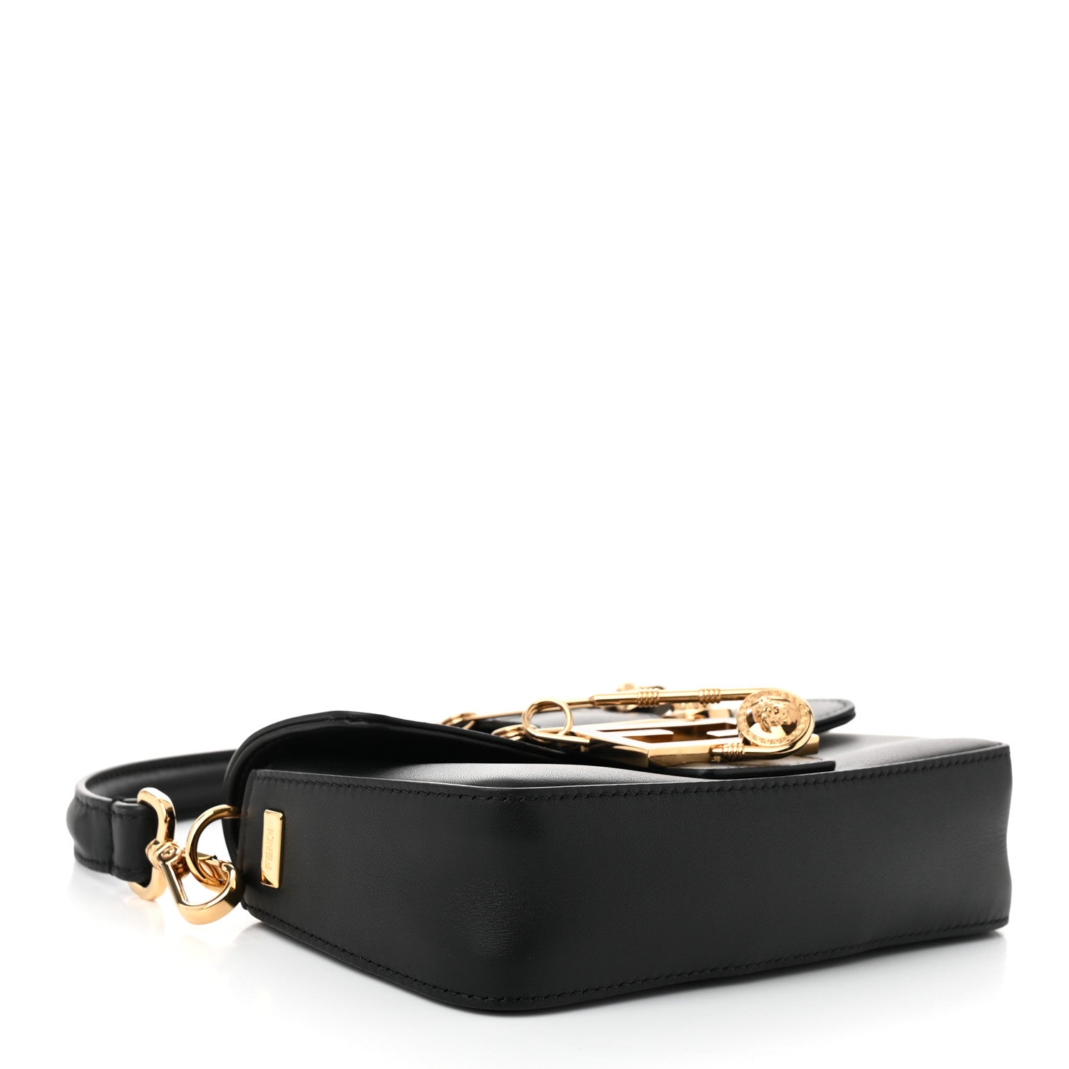 Fendi X VERSACE Vitello Seta Fendace Mini Brooch Baguette Black 4 of 12
