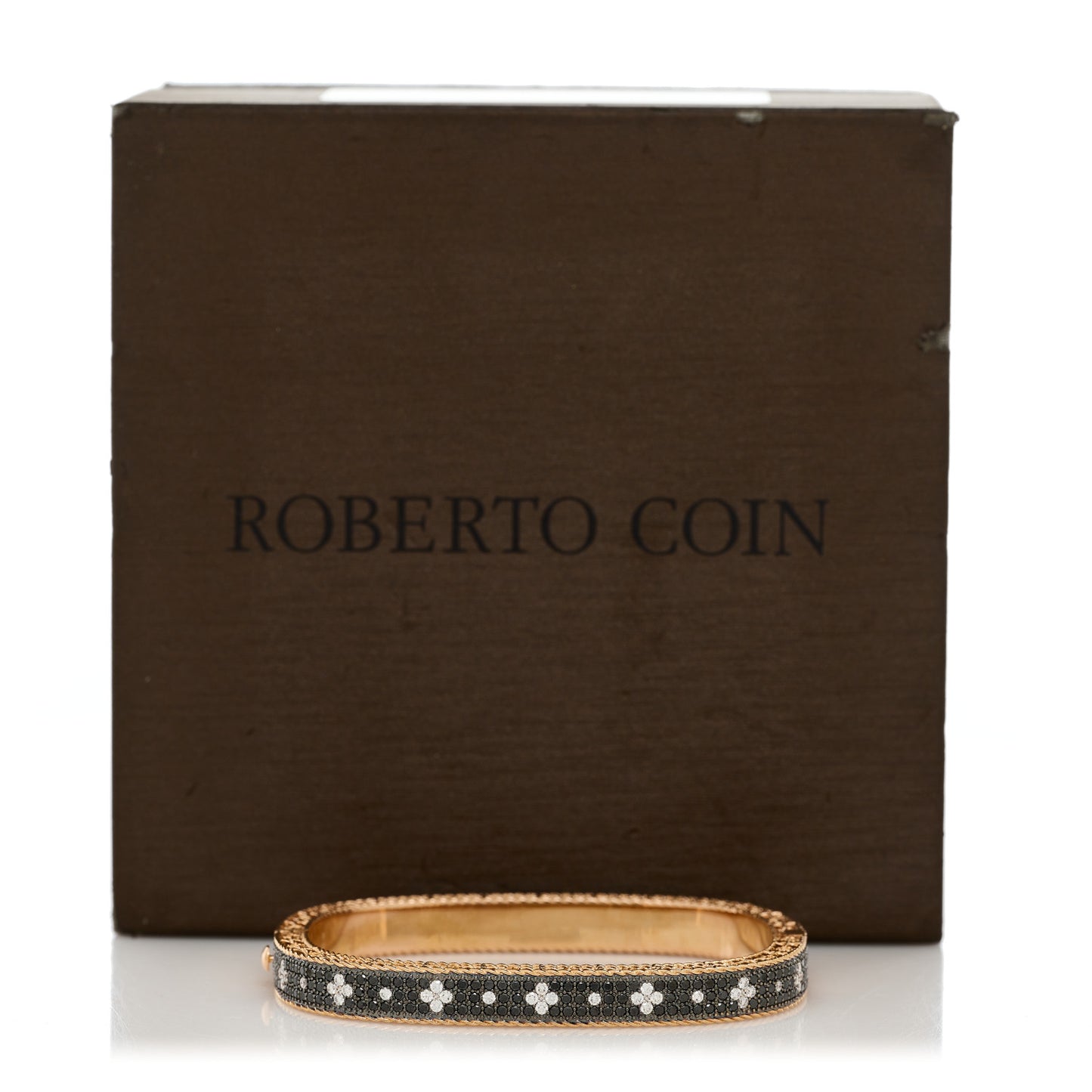 18K Rose Gold Black Diamond Venetian Princess Bangle Bracelet