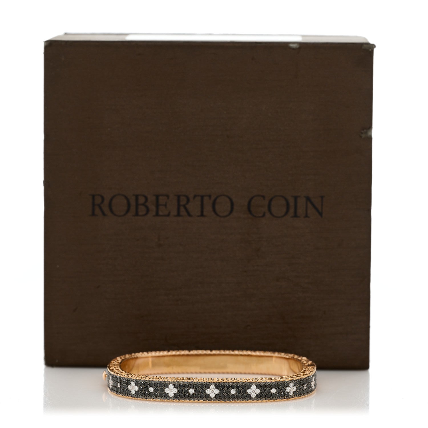 Roberto Coin 18K Rose Gold Black Diamond Venetian Princess Bangle Bracelet 4 of 4