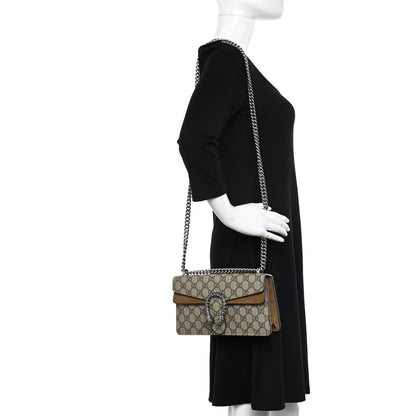 Gucci GG Supreme Monogram Suede Crystal Small Dionysus Shoulder Bag Beige Ebony Taupe 2 of 12