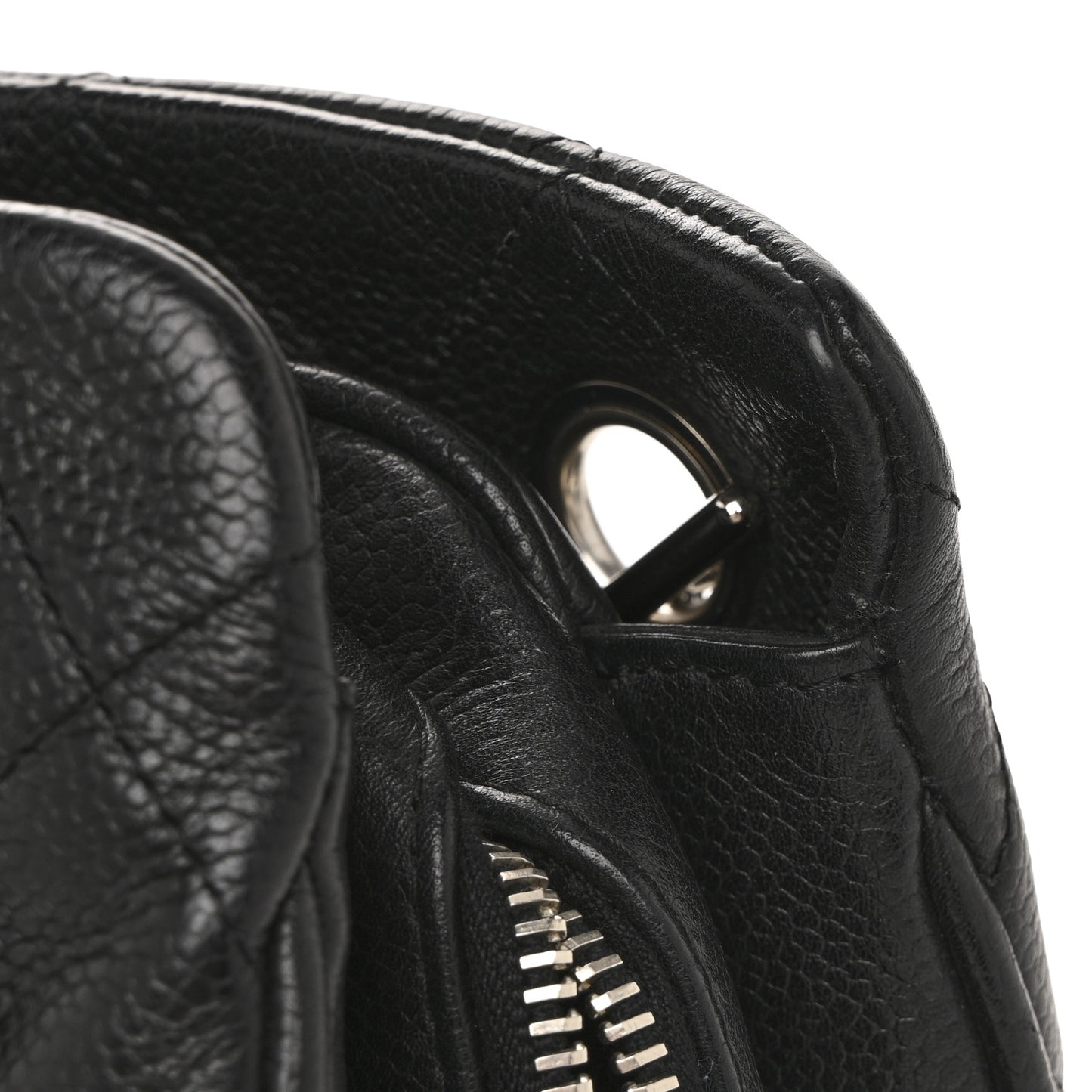 Caviar Quilted Shopping Tote Black