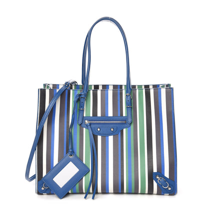 Balenciaga Veau Striped Papier B4 Zip Around Tote Variante Blue 1 of 19