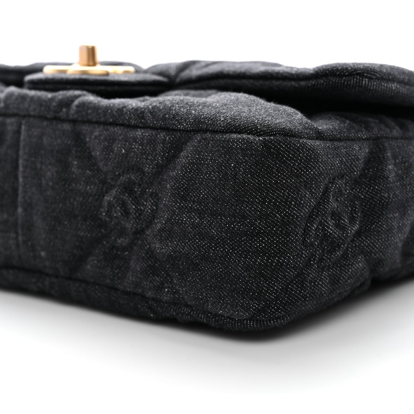 Denim Quilted Medium Funky Town Flap Black