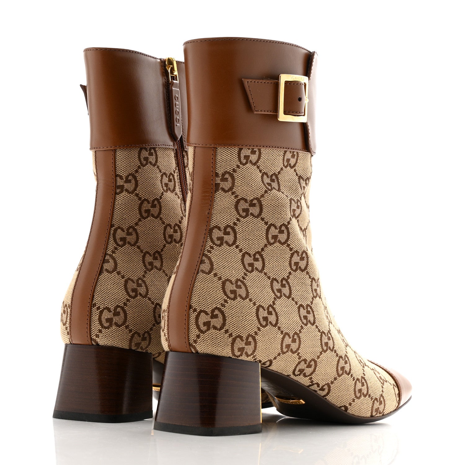 Gucci Monogram Cordovan Lux GG Ankle Boots 38.5 Beige Cuir 5 of 12