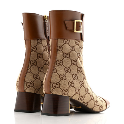 Gucci Monogram Cordovan Lux GG Ankle Boots 38.5 Beige Cuir 5 of 12