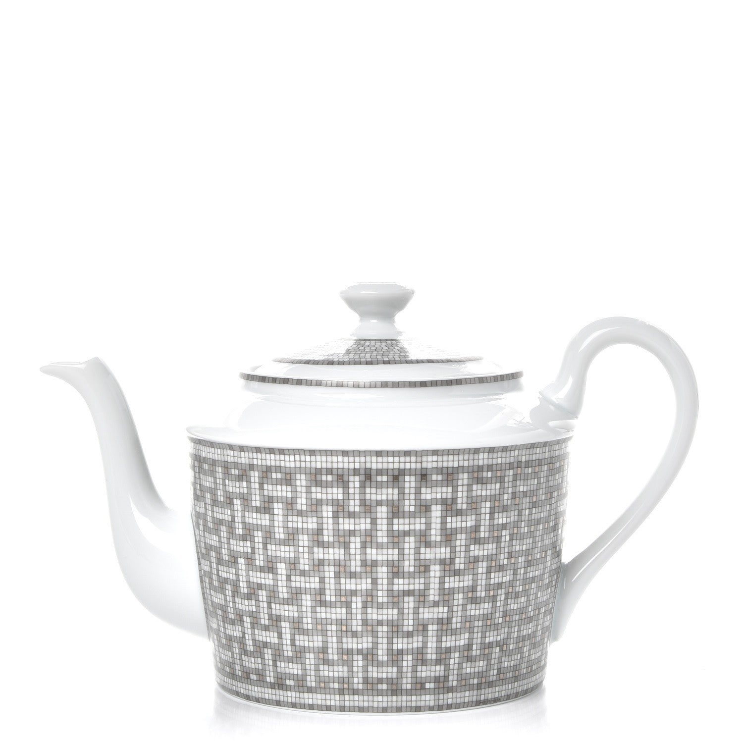 Hermes Porcelain Mosaique Au 24 Platine Coffee/Tea Pot Platinum 1 of 10