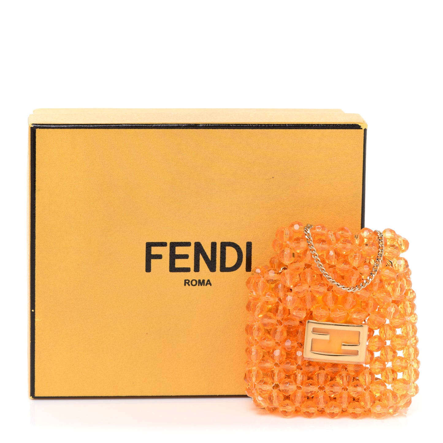 Glass Vitello King Beaded Mini Pico Baguette Charm Orange