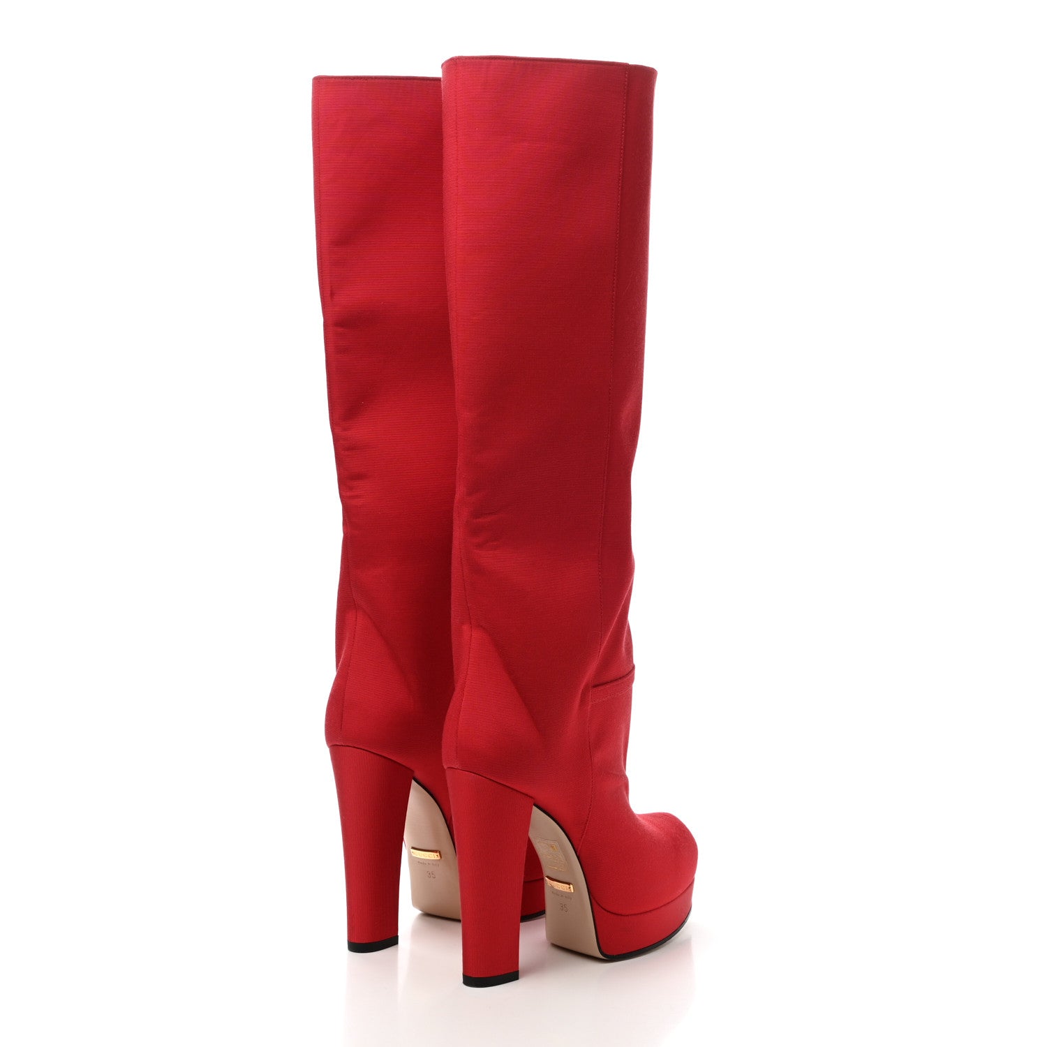 Gucci Twill Larius Knee High Boots 35 Heron Red 4 of 8