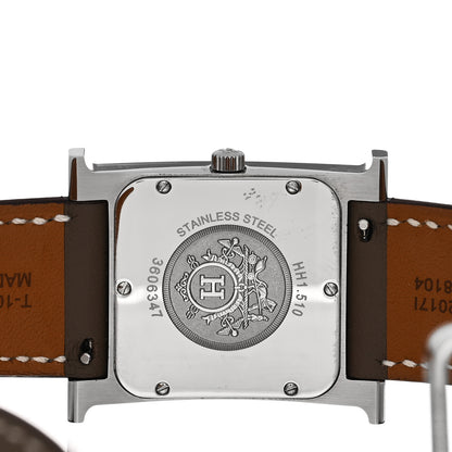 Hermes Stainless Steel Swift Diamond Mother of Pearl 26mm Heure H Hour Quartz Watch Etoupe 4 of 5