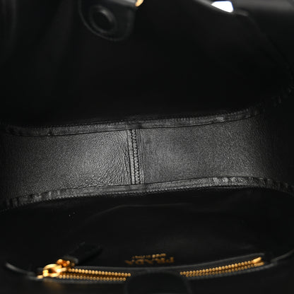 Prada City Calfskin Metal Triangle Logo Tote Black 5 of 9