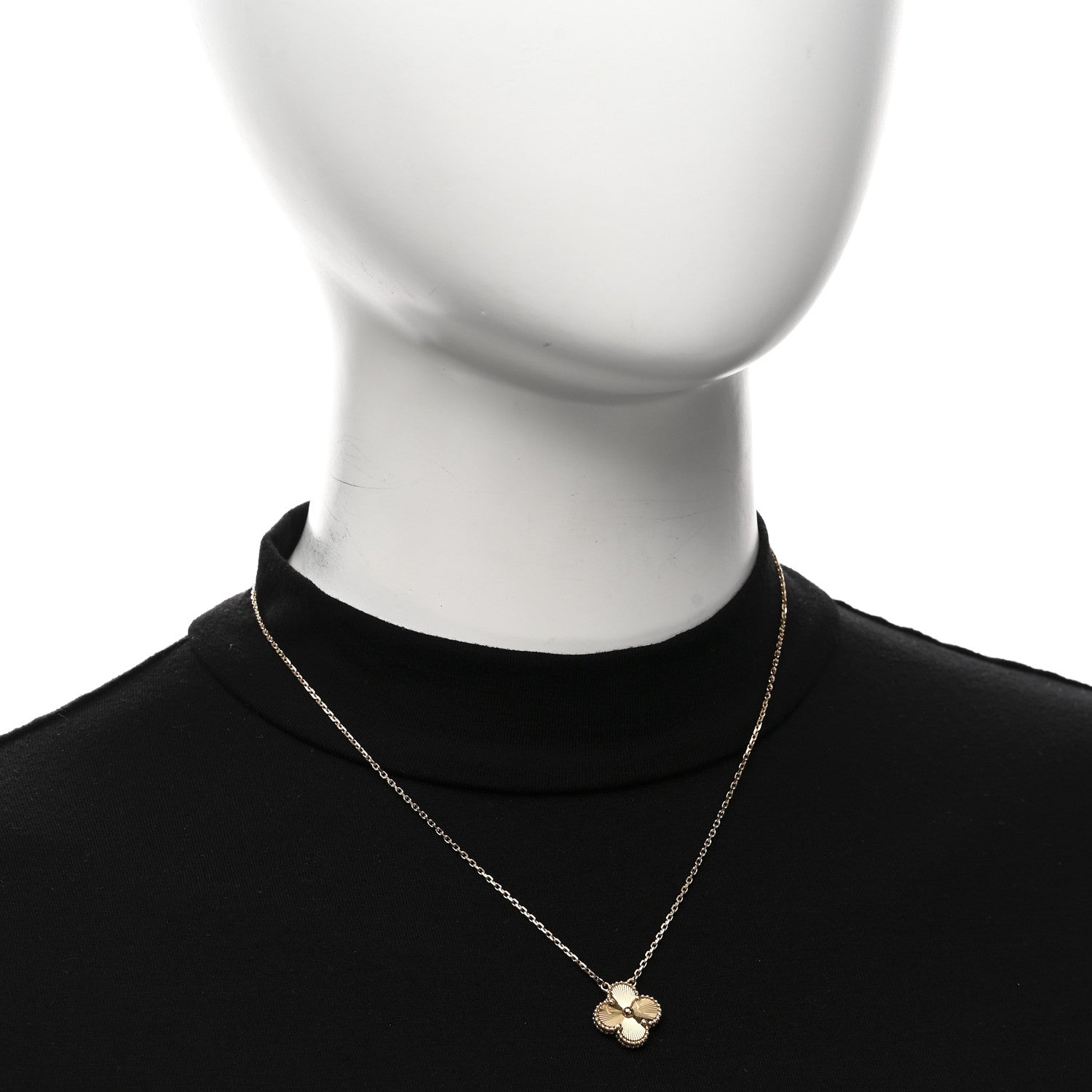 Van Cleef & Arpels VAN CLEEF &amp; ARPELS 18K Yellow Gold Guilloche Vintage Alhambra Pendant Necklace 2 of 6