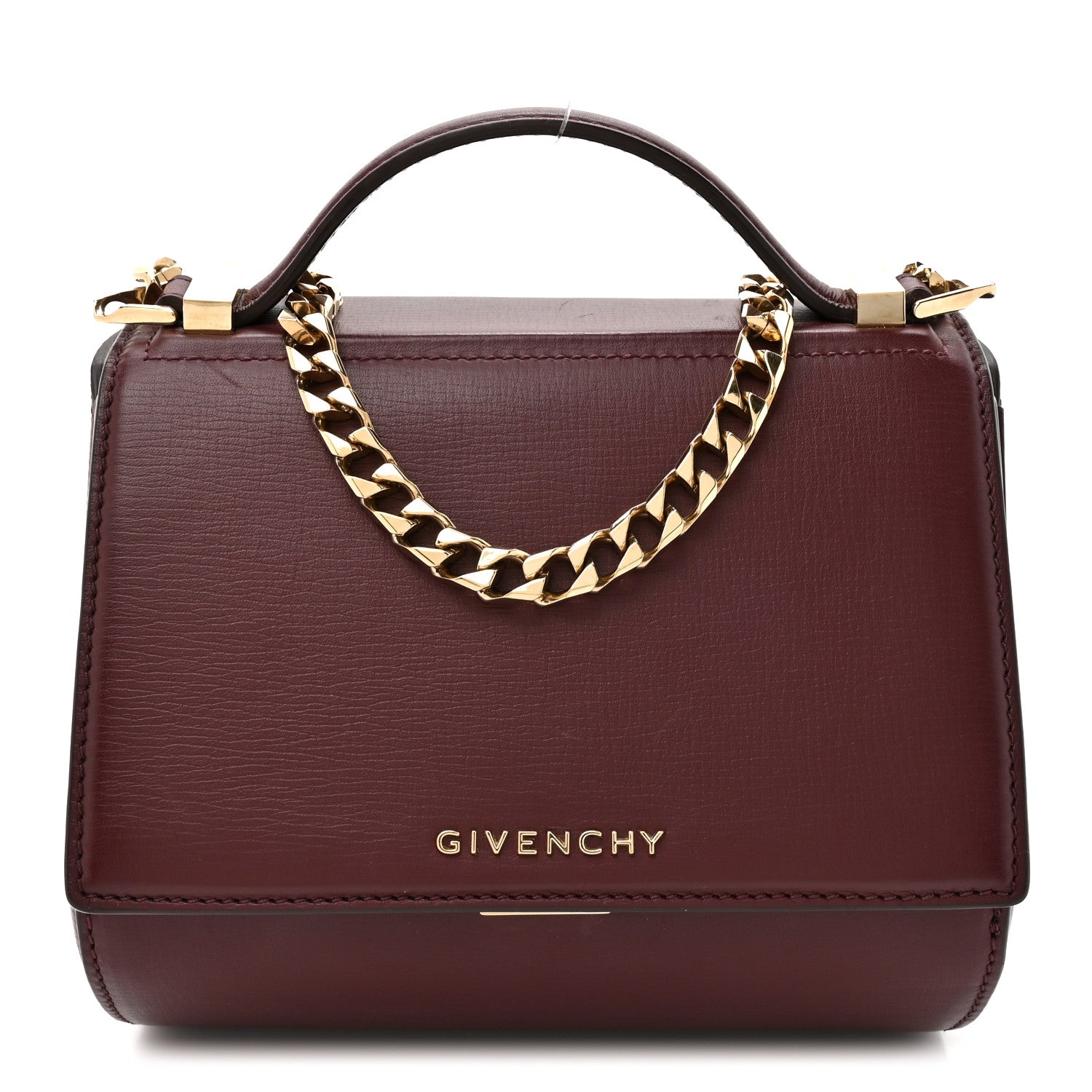 Givenchy Textured Calfskin Mini Pandora Box Chain Crossbody Bag Oxblood 1 of 9