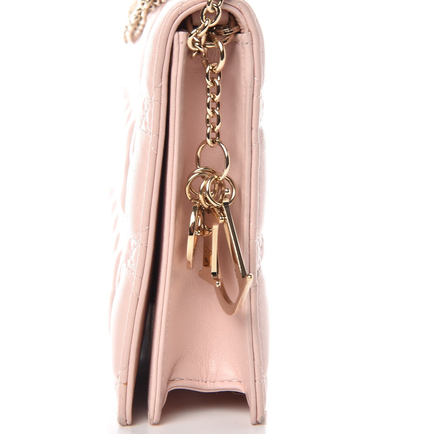 Lambskin Cannage Lady Dior Convertible Clutch Pink