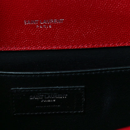 Saint Laurent Grain De Poudre Textured Mixed Matelasse Triquilt Medium Monogram Satchel New Red 8 of 11