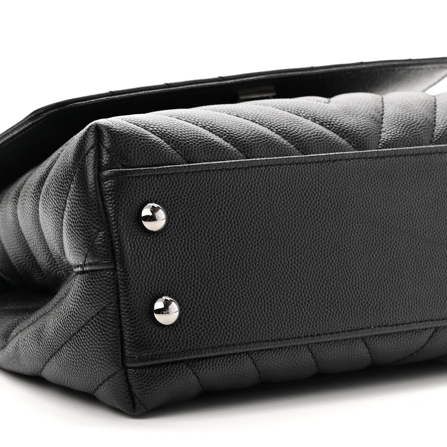 Caviar Chevron Quilted Mini Coco Handle Flap Black