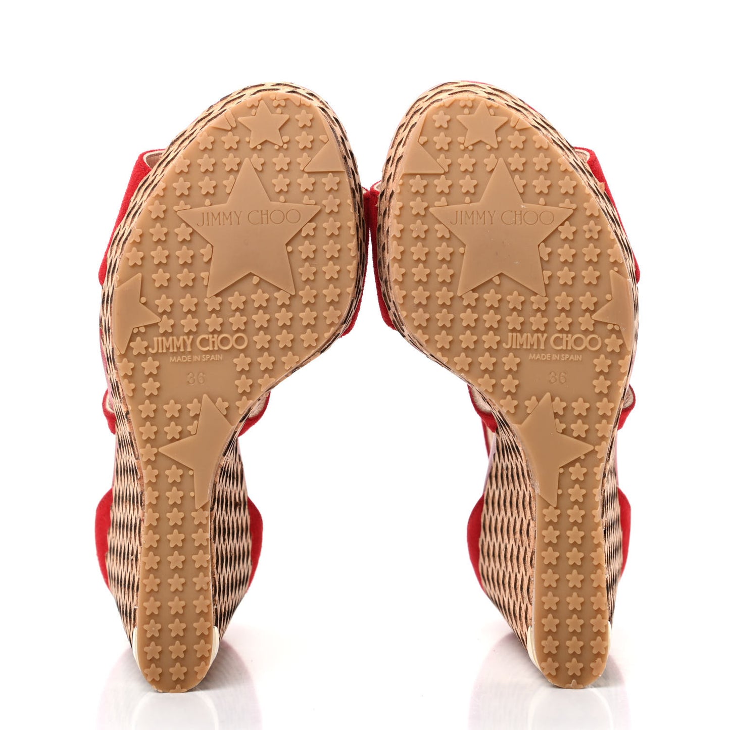 Suede Cork Portia 120 Wedge Sandals 36 Red