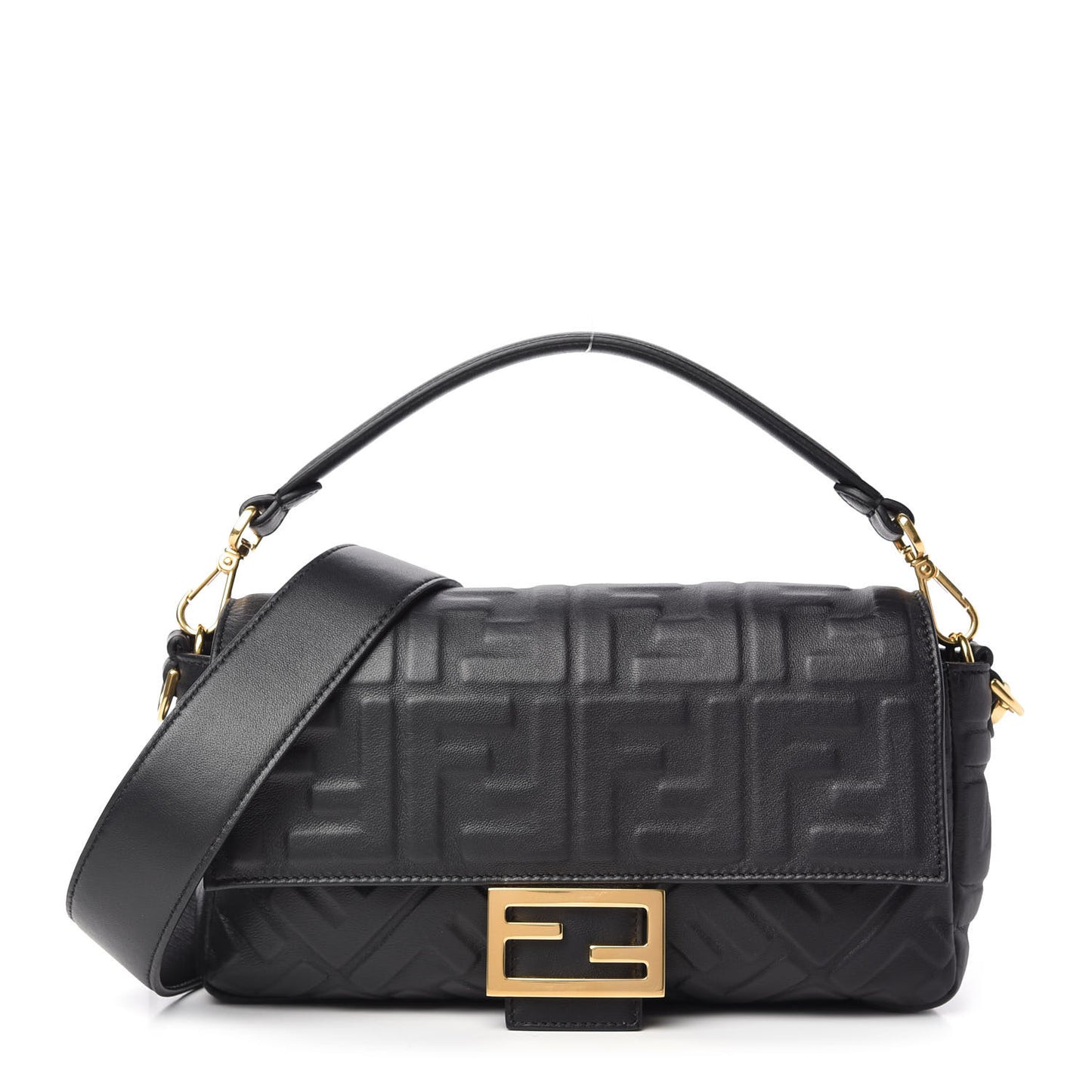 Nappa FF 1974 Embossed Baguette Black