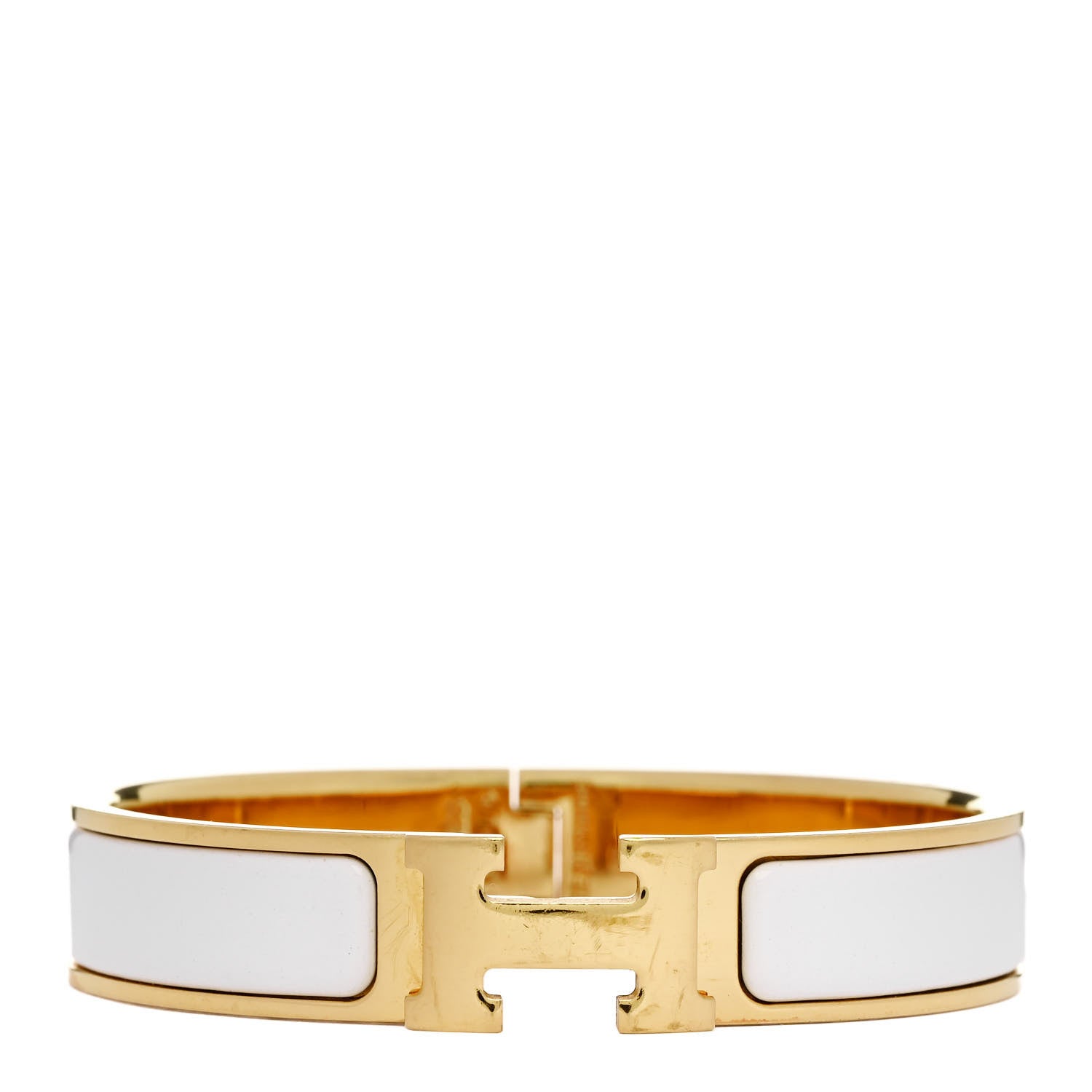 Hermes Enamel Narrow Clic Clac H Bracelet GM White 1 of 5