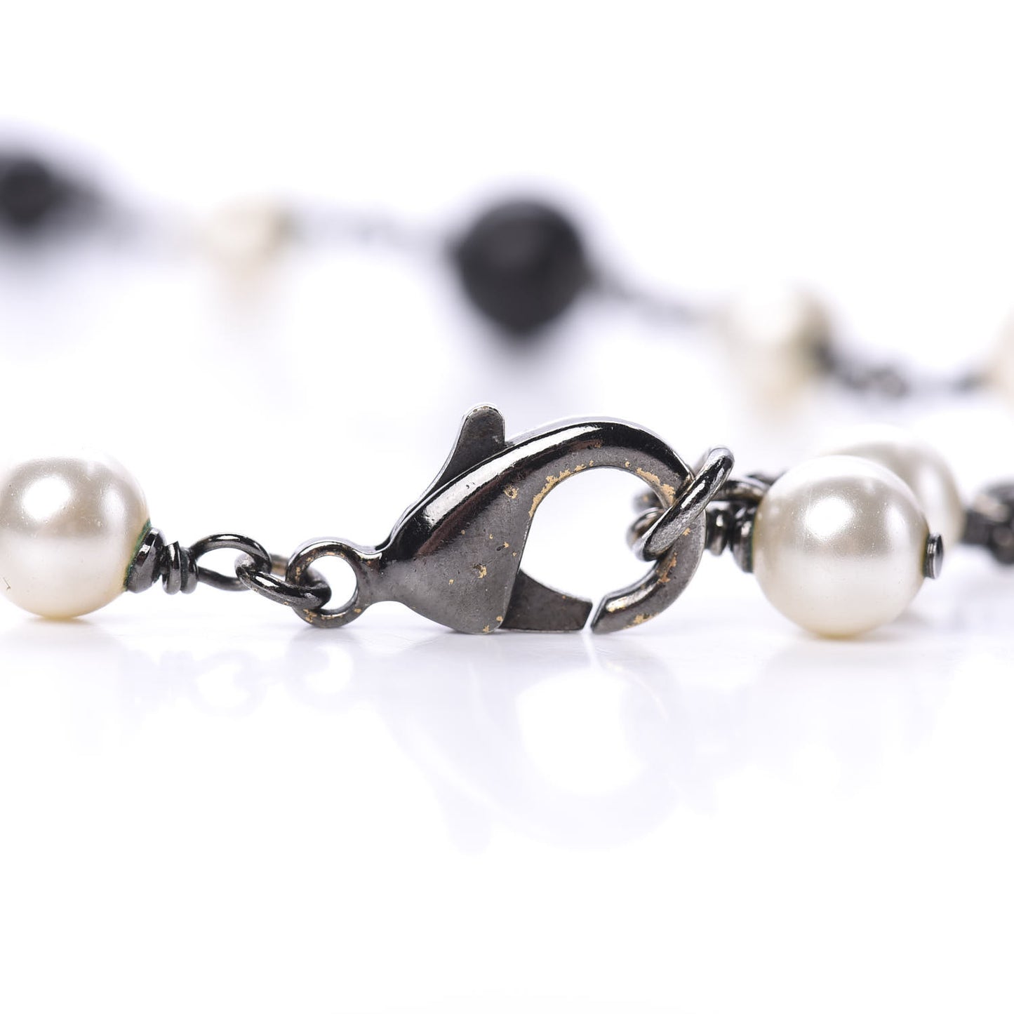 Beaded CC Short Necklace Ruthenium Black