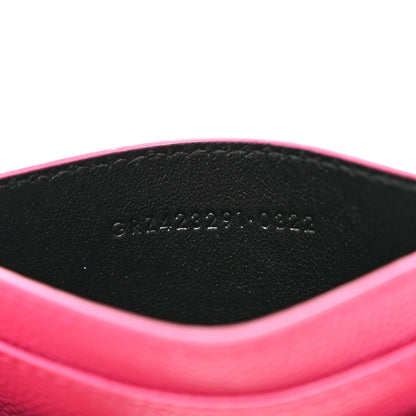Saint Laurent Grain De Poudre Matelasse Chevron Monogram Credit Card Case Fresh Fuxia 7 of 8