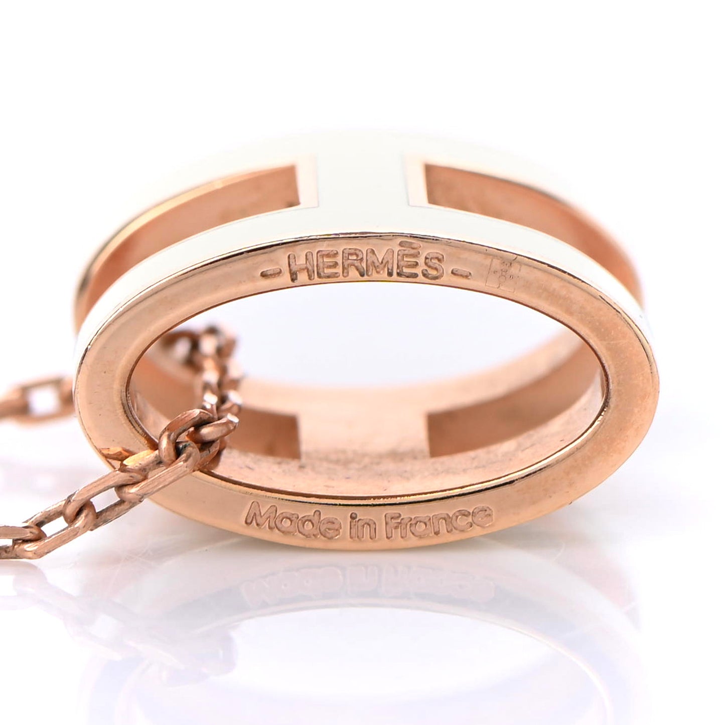 Lacquered Rose Gold Pop H Pendant Necklace White