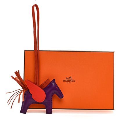 Hermes Milo Lambskin Grigri Rodeo Pegase Horse Bag Charm PM Violet Cornaline Capucine 4 of 4