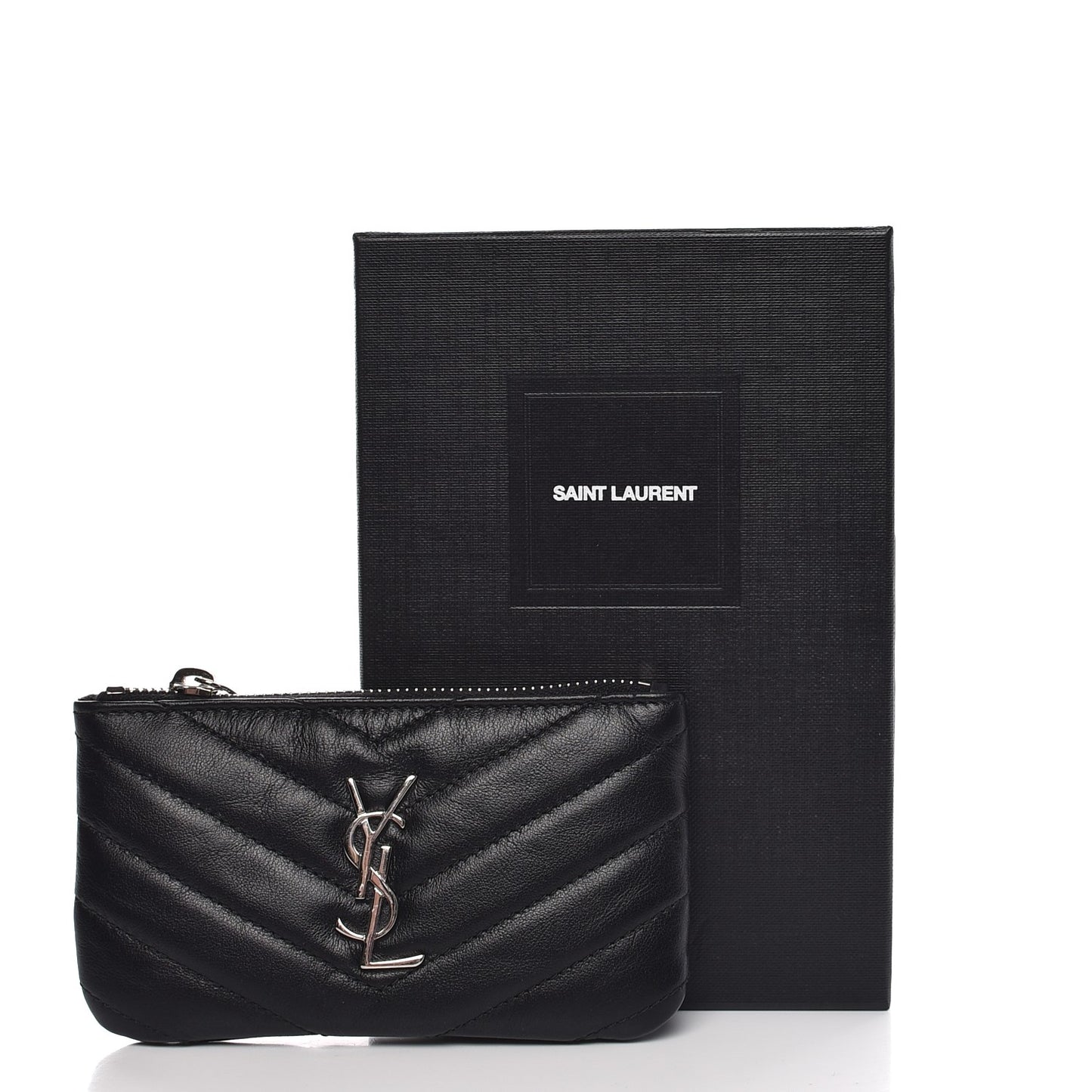 Calfskin Matelasse Monogram Key Pouch Black