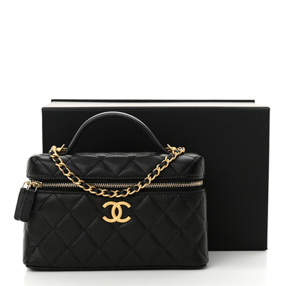 Chanel Caviar Quilted Top Handle Clutch With Chain Black 11 of 11