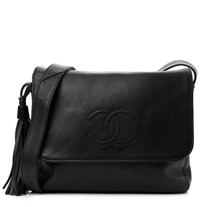 Chanel Lambskin CC Tassel Shoulder Flap Bag Black 1 of 8